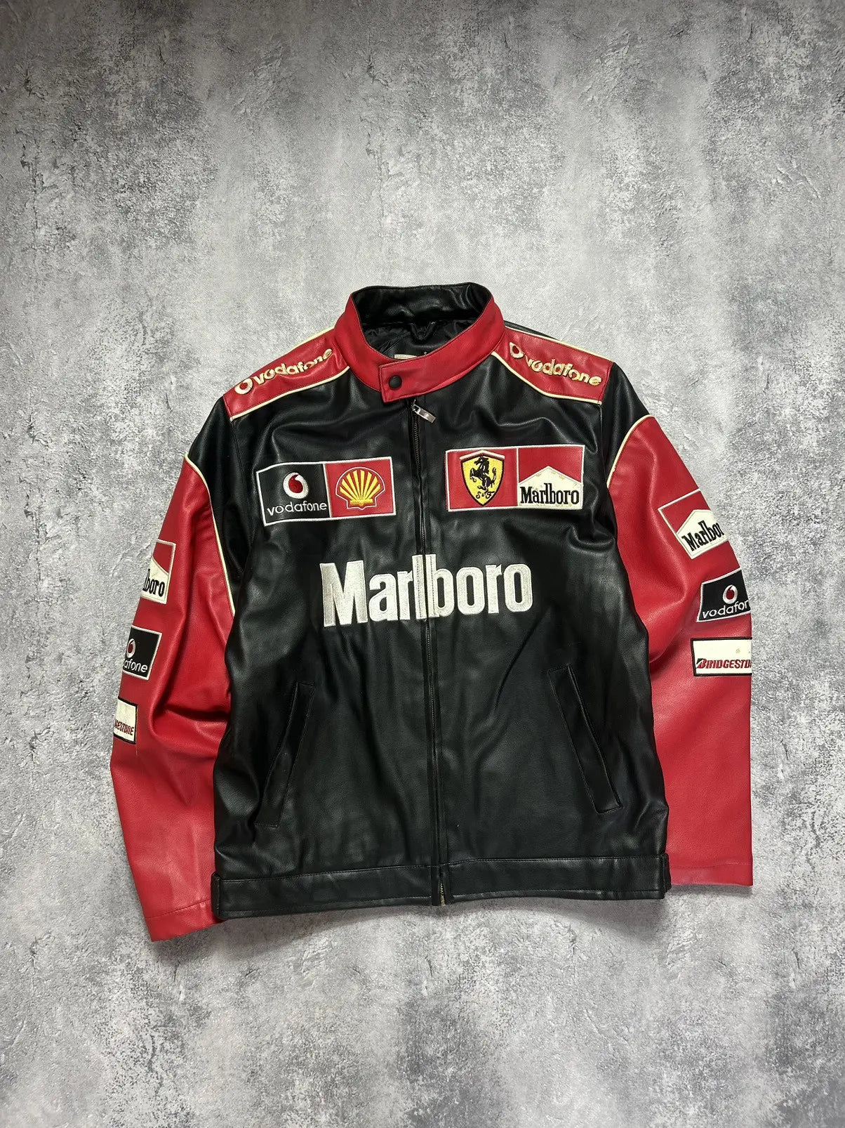 🔥 Ferrari Marlboro F1 Racing Jacket – Vintage Black Red
